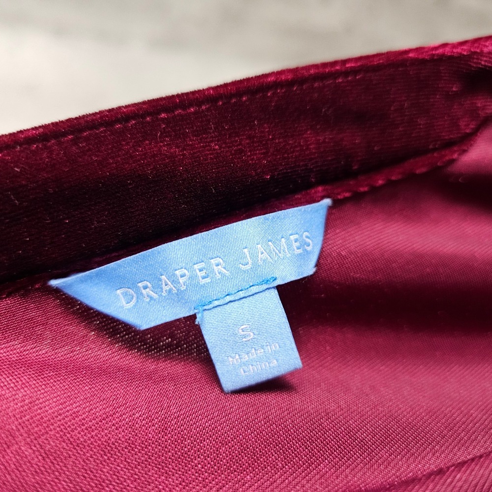 Draper James Womens S Wine Red Bishop L/S Belted Velvet Dress VNeck Mini Dress - Picture 8 of 10